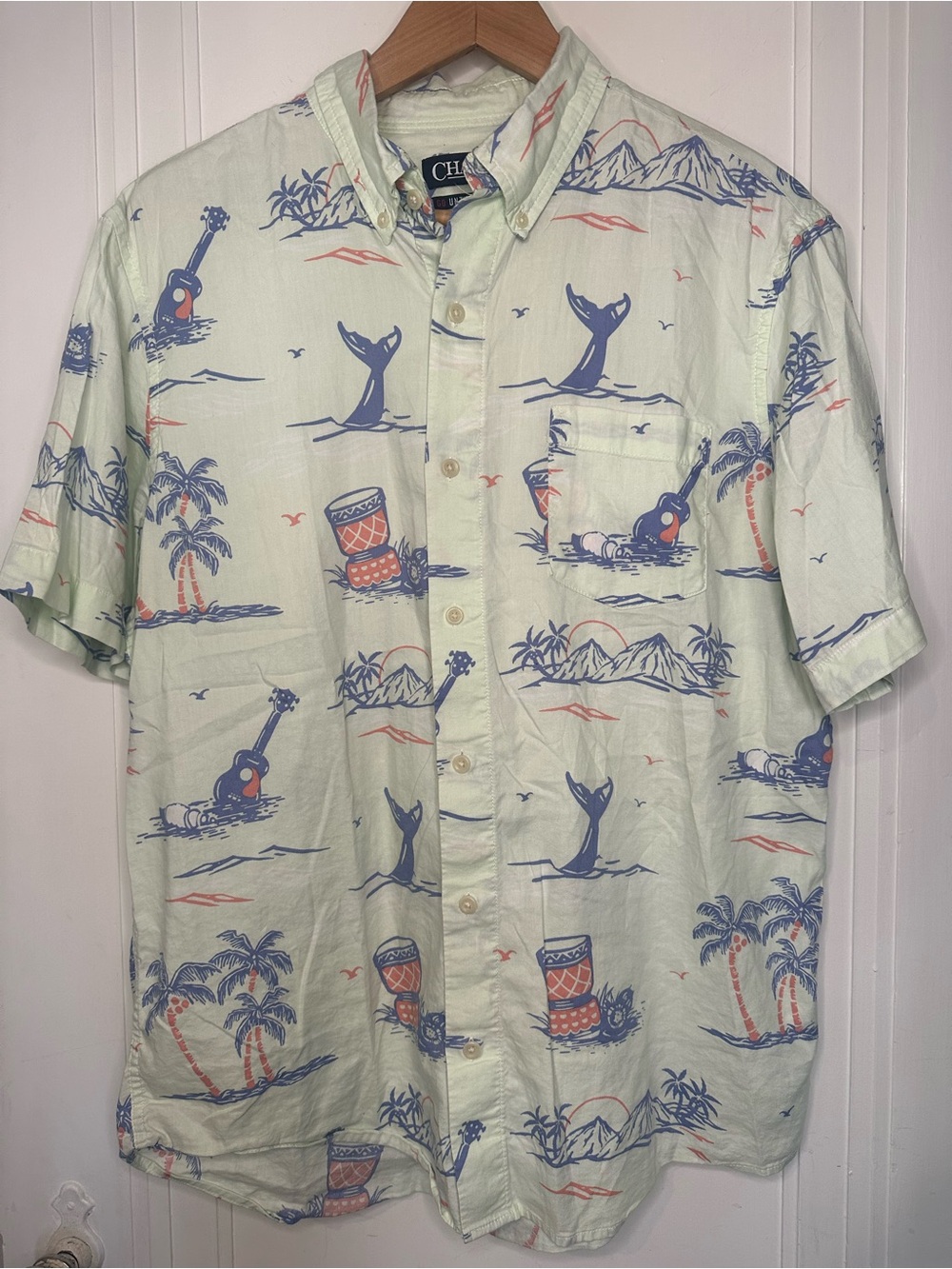 Chaps Men's Light Mint Tropical Print Button-Down Shirt